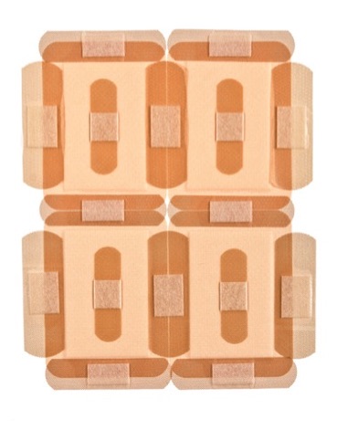 Bandages: Pattern 2: Target, 2008, sheer adhesive bandages on paper, 15" x 11.5"