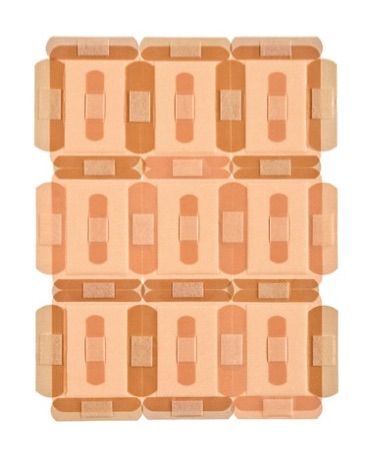 Bandages: Pattern 2: Target, 2008, sheer adhesive bandages on paper, 22.5" x 15"