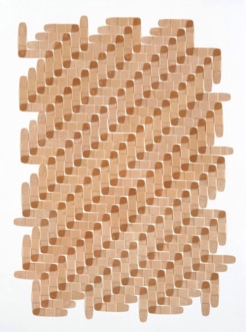 Bandages: Pattern 3: Band Aid, 2009, sheer adhesive bandages on paper, 30" x 22.5"