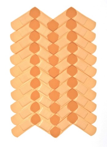 Bandages: Pattern 7: CVS, 2009, sheer adhesive bandages on paper, 15" x 11.5"