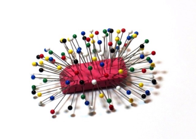 Acts of Immobilization No. 5, 2009, eraser, colorball pins, 3.25" x 3.5" x 3.5"