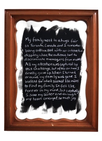 Mary Beth Age 7, 2015, 
chalk on mirror, 33 3/8" x 25 3/8"