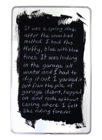 Michael Age 7, 2015, 
chalk on mirror, 26 1/4" x 15 1/4"