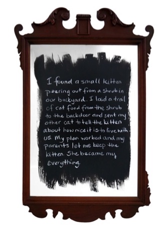Ashley Age 7, 2015,
chalk on mirror, 37 3/8" x 25"