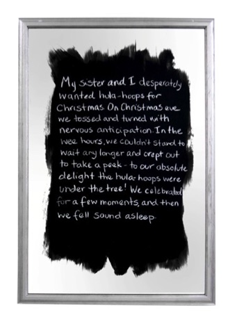 Cynthia Age 5, 2015, 
chalk on mirror, 38 1/4" x 26 1/4"