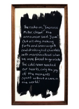 Jessica Age 13, 2015, 
chalk on mirror, 38 5/8" x 21"