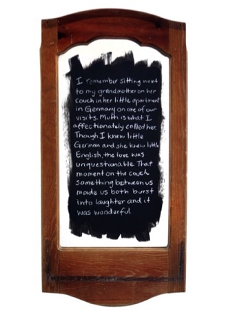Kristina Age 13, 2015, 
chalk on mirror, 39 1/4" x 18 3/4"