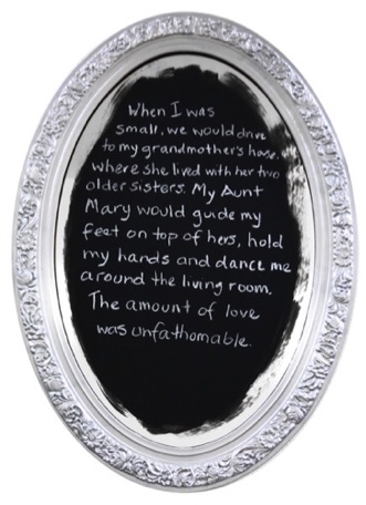 Alison Age 6, 2015,
chalk on mirror, 27 1/2" x 19 3/4"