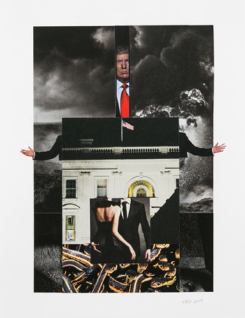 Predator of the United States, 2017, collage on paper, 14" x 11"